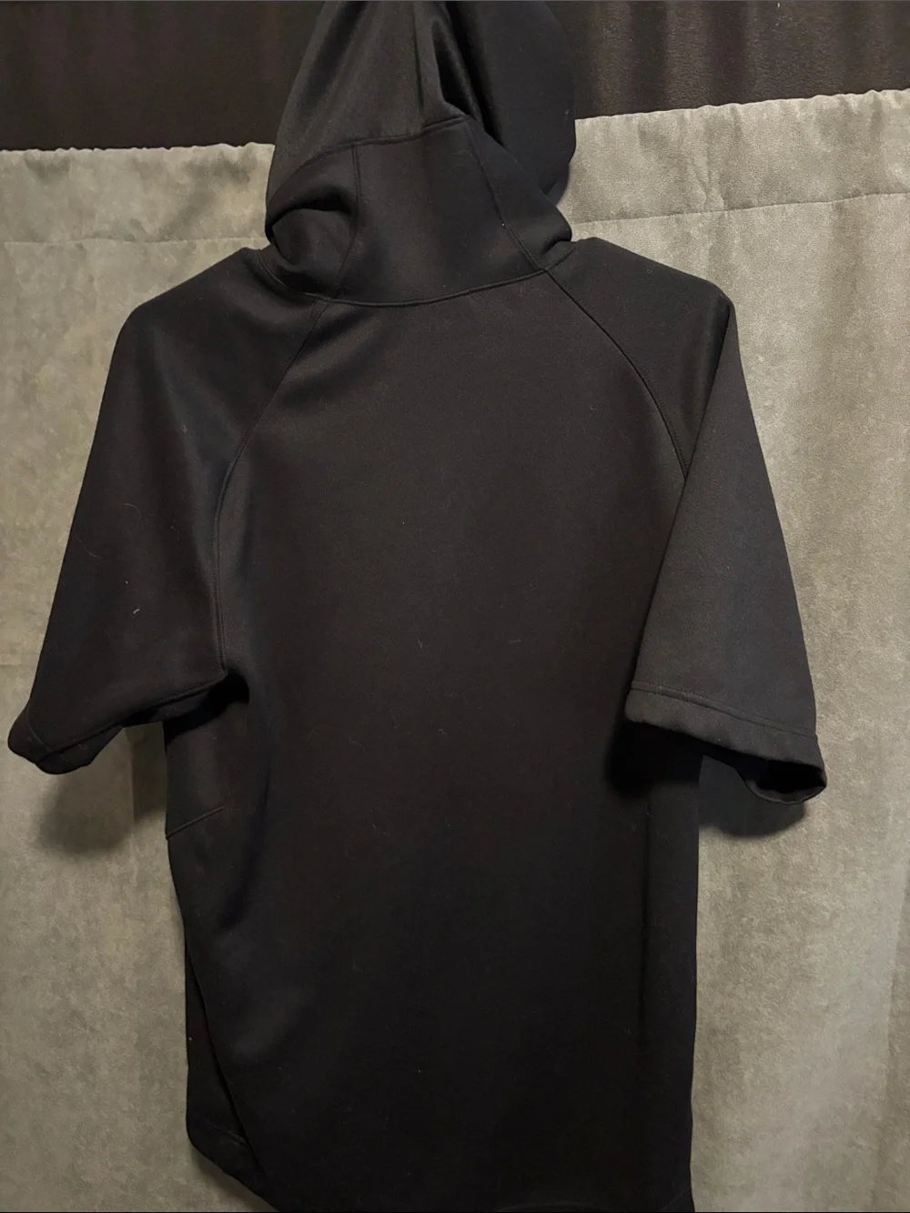 Nike Black Short-Sleeve Crewneck Hoodie with White Swoosh